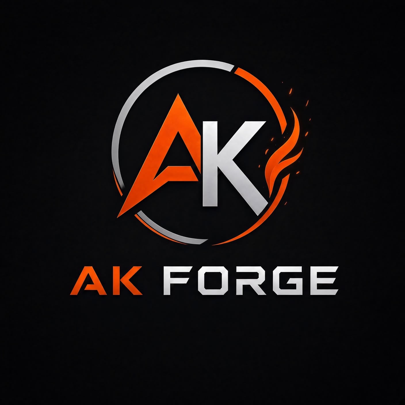 Orange and silver AK Forge logo